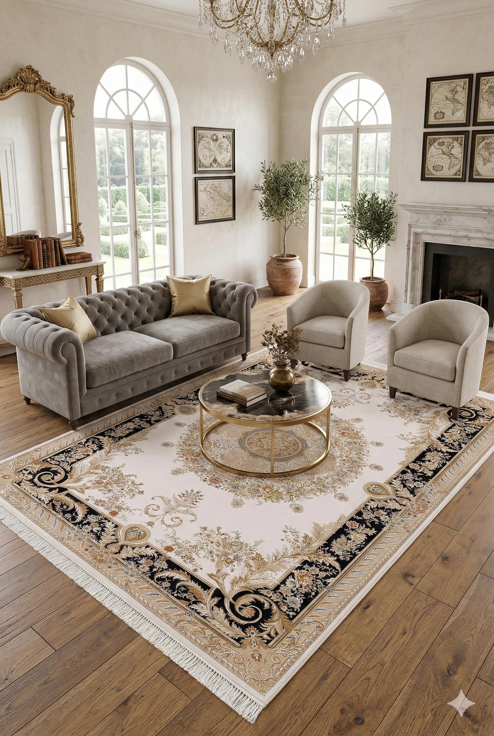 7x10 ft, Fine Blue Classic Oreintal Silk Rug: Bamboo Medallion viscose carpet
