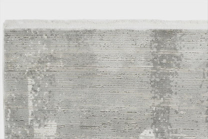 Modern Abstract Charcoal & Silver Distressed Area Rug – Contemporary Industrial Living Room Carpet - 200x300cm - 7x10ft