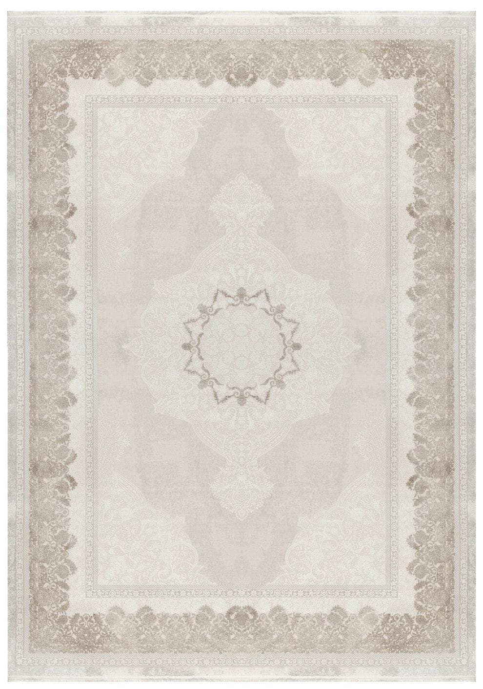 7x10 ft, Beige Classic oriental Rug: Bamboo Yarn,fine fringes carpet
