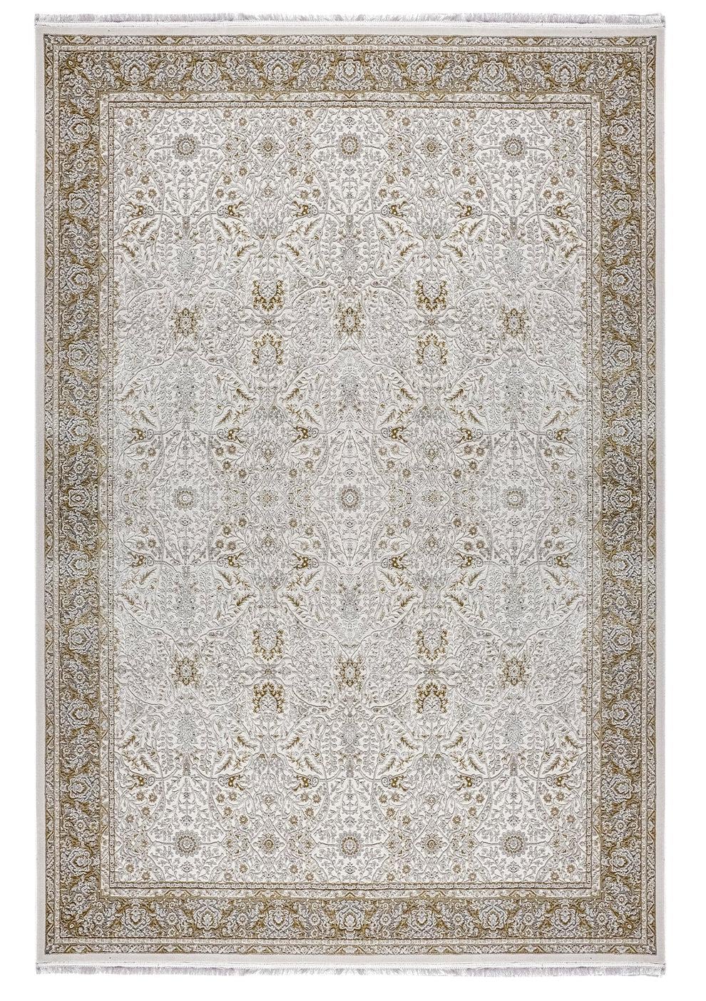 7x10 ft, Beige Classic oriental Rug: Bamboo Yarn,fine fringes carpet