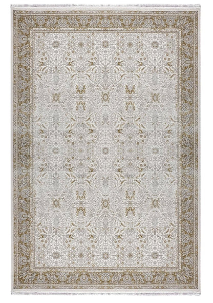 7x10 ft, Beige Classic oriental Rug: Bamboo Yarn,fine fringes carpet