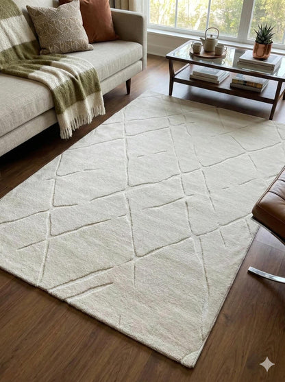 Plain White Area Rug: Minimalist white Carpet for Contemporary Living Spaces, 5x7
