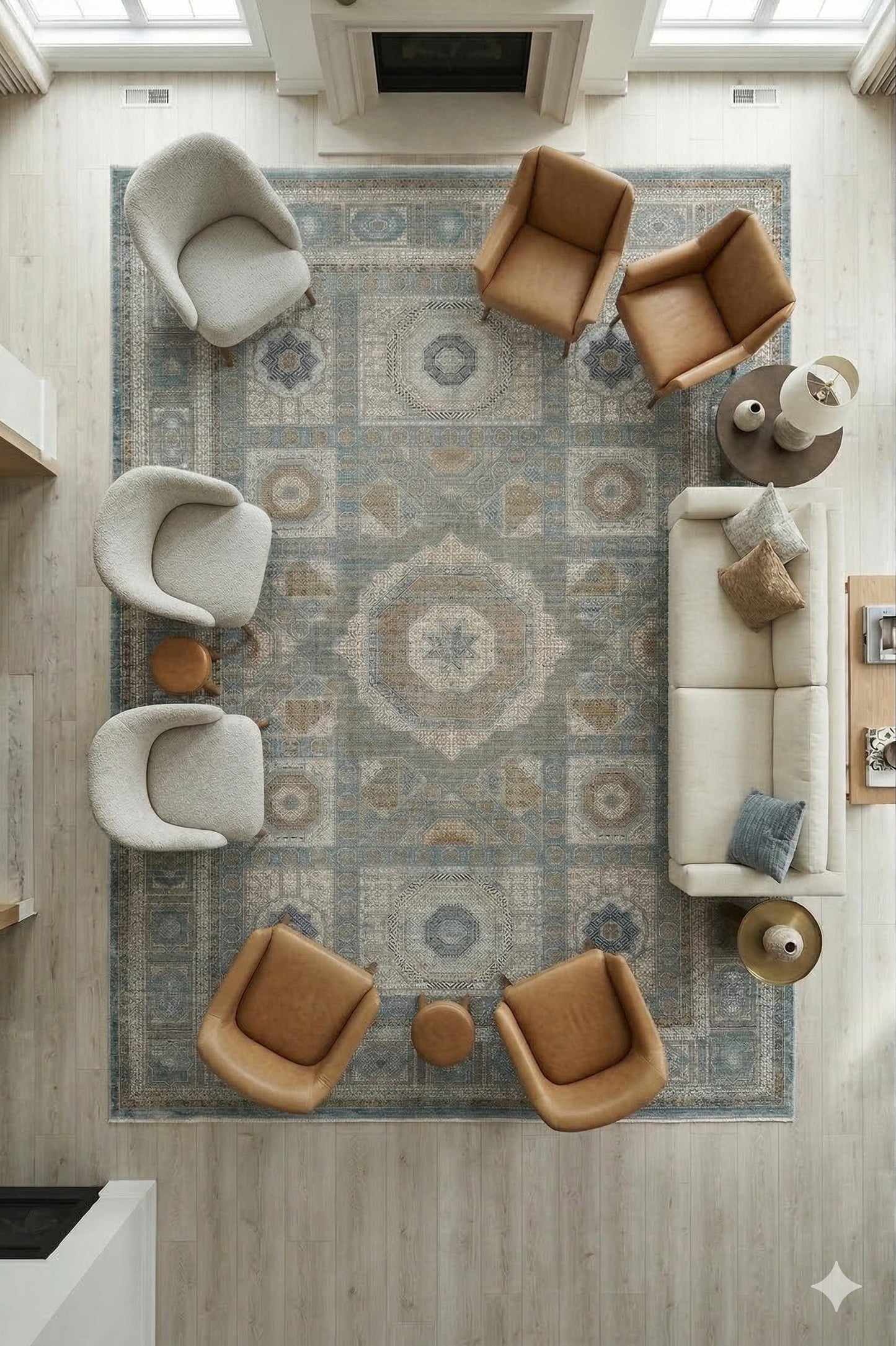 8x11 ft, Blue Viscose Rug: Classic Oriental Medallion desing Bamboo Carpet