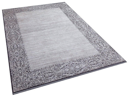 10x13 ft, Classic Oriental Black Bamboo Rug: Classic viscose carpet with fine fringes