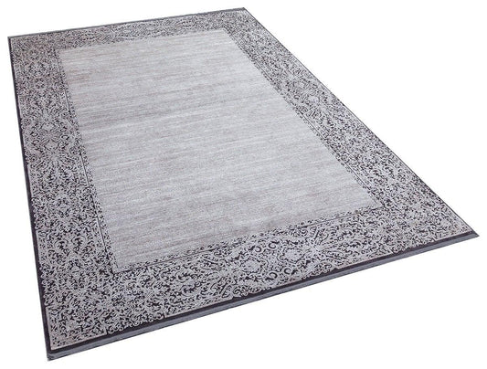 10x13 ft, Classic Oriental Black Bamboo Rug: Classic viscose carpet with fine fringes