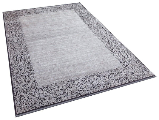 7x10 ft, Classic Oriental Black Bamboo Rug: Classic viscose carpet with fine fringes