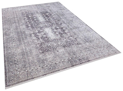 7x10 ft, Classic Oriental Black Bamboo Rug: Classic viscose carpet with fine fringes