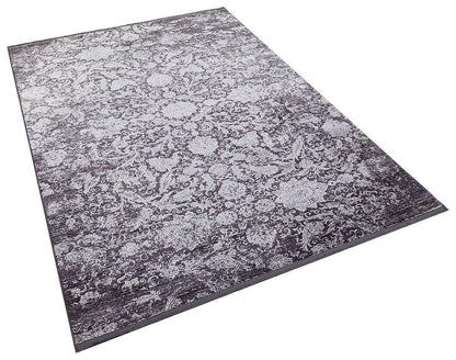 5x7 ft, Classic Oriental Black Bamboo Rug: Classic viscose carpet with fine fringes