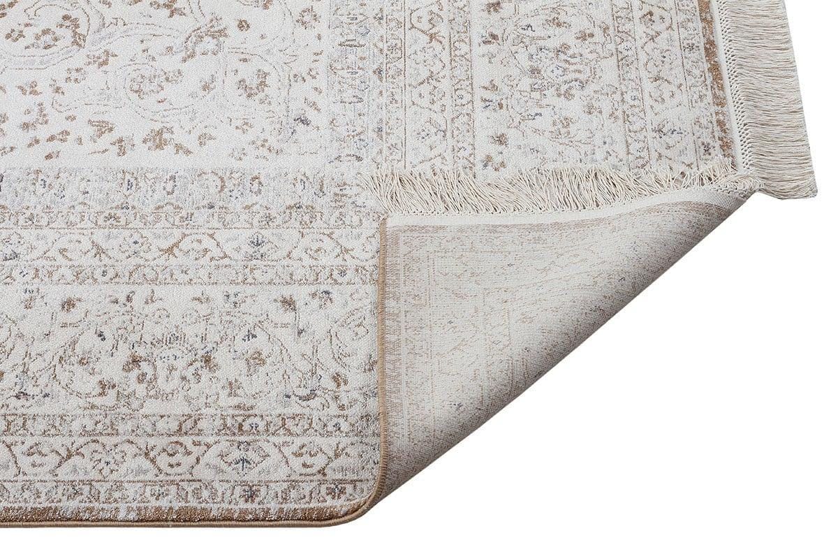 3x7 ft, Turkish Bamboo Silk Runner Rug, Beige Medallion, Fine quality runner