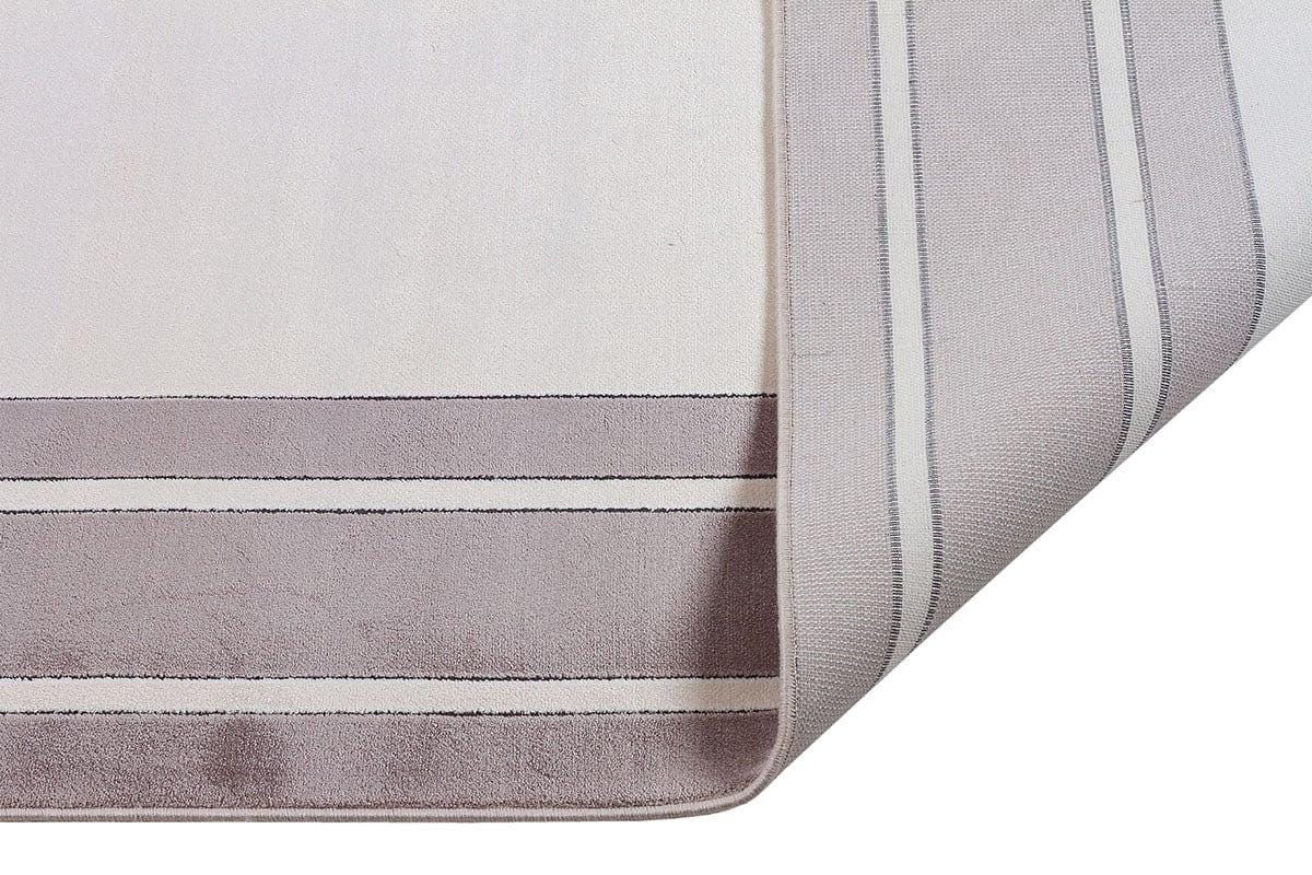 7x10 ft, Modern Cream Bamboo Rug: Bordered viscose carpet with fine fringes