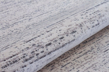 7x10 ft, Modern Cream Bamboo Rug: Bordered viscose carpet with fine fringes
