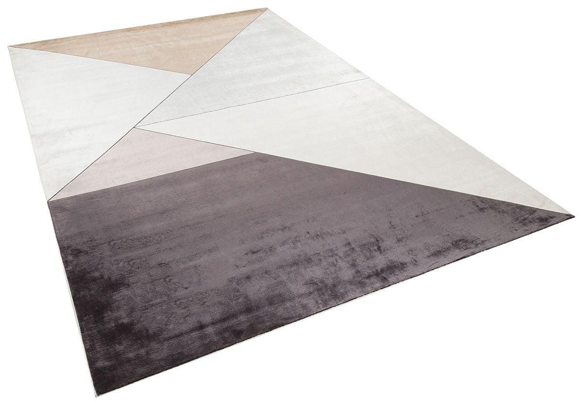 5x7 ft, Modern Cream Geometric Bamboo Rug