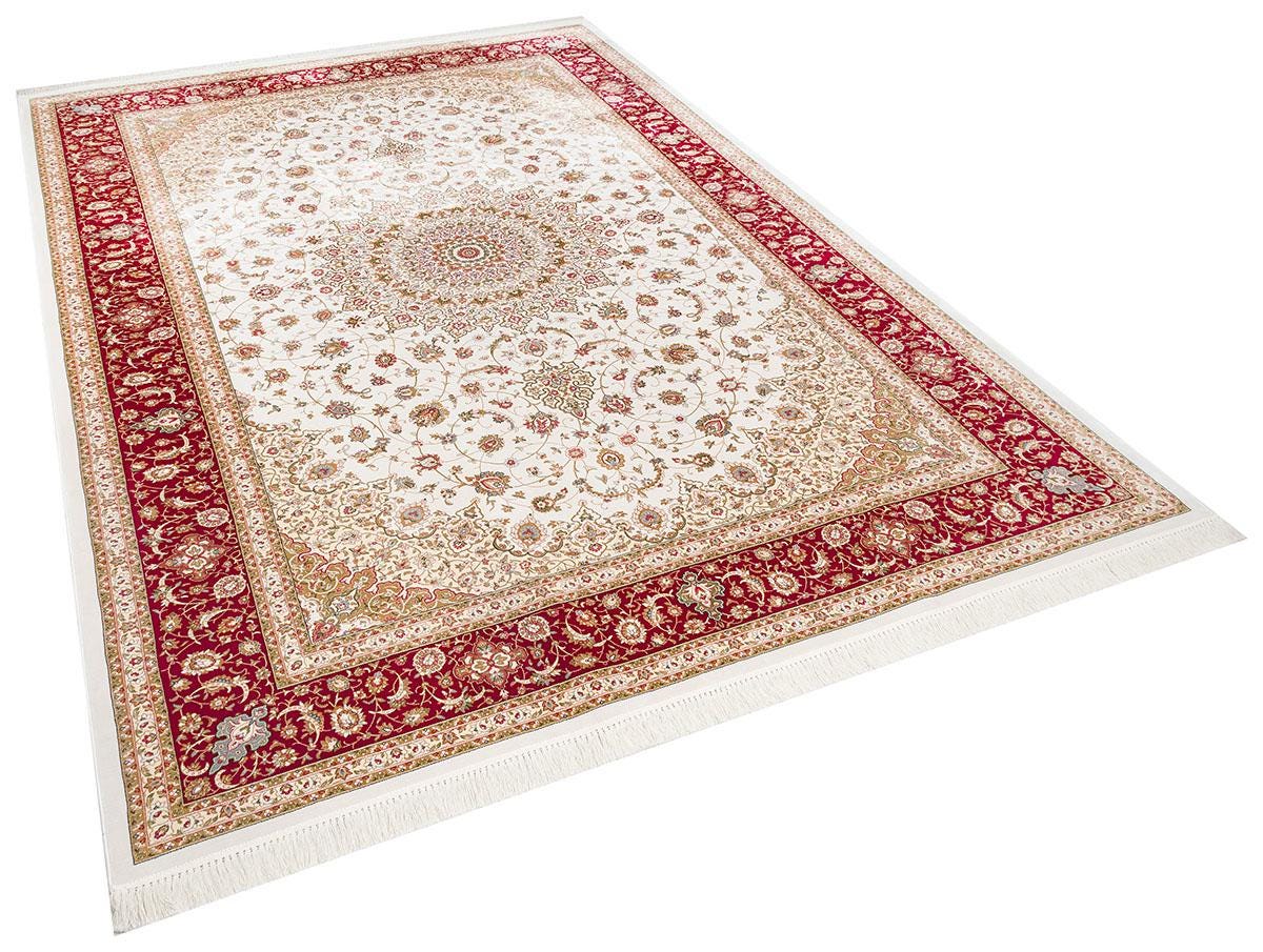 7x10ft, Red Classic Medallion Silk Rug, Bamboo Yarn, Hand-Finished Silk Tassels