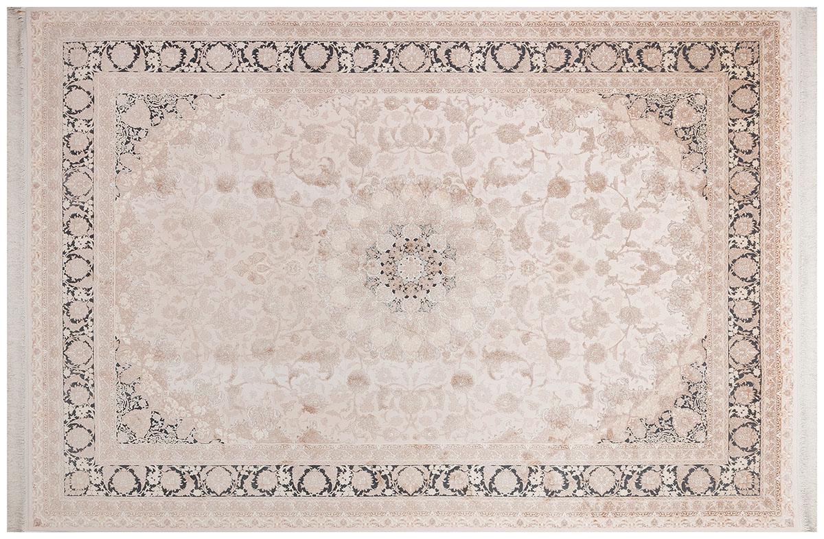 7x10 ft, Distressed Beige Classic oriental medallion Rug - Fine Fringes