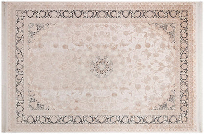 7x10 ft, Distressed Beige Classic oriental medallion Rug - Fine Fringes