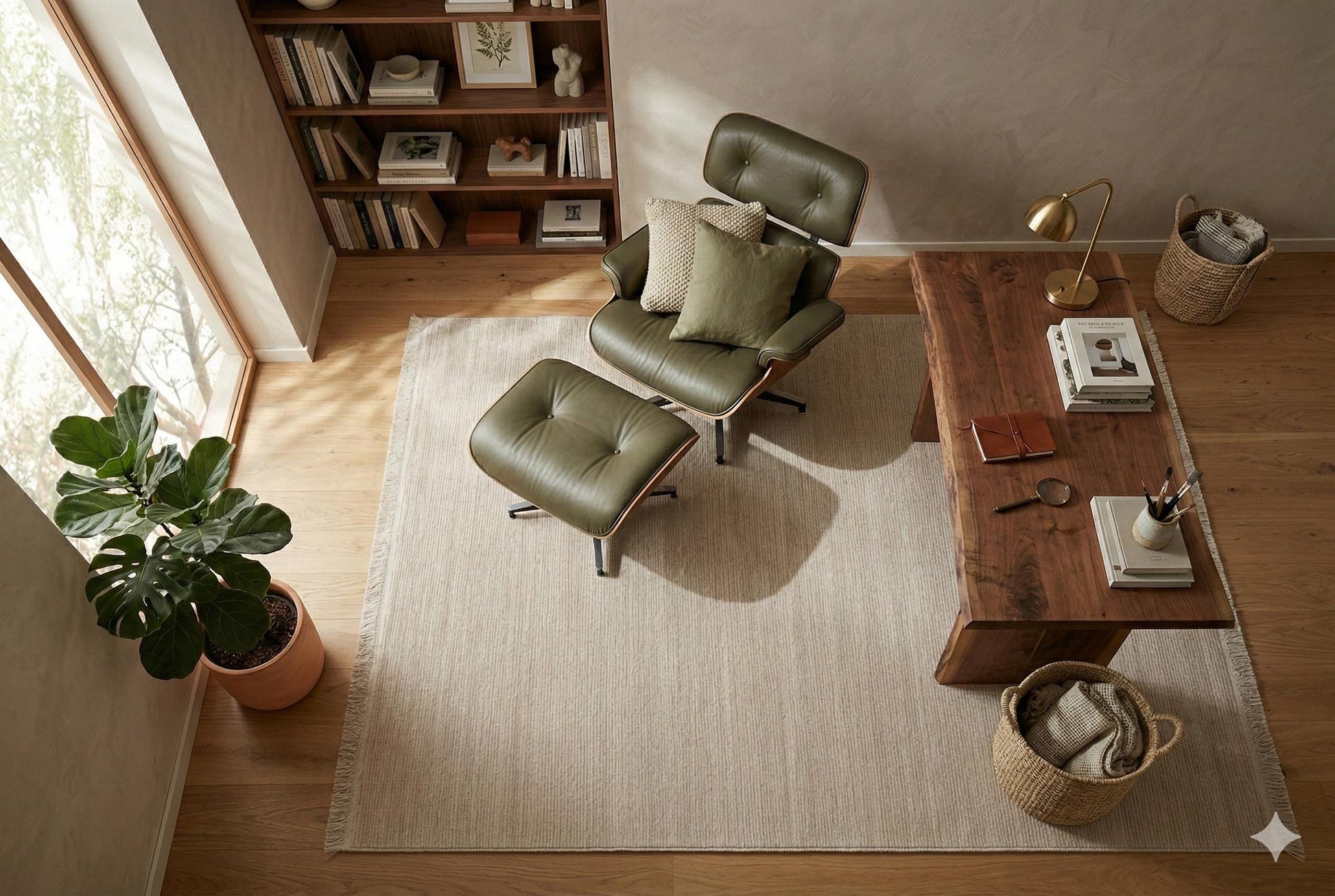 Minimalist Ribbed Area Rug – Greige Textured Carpet, Modern Sand Floor Mat, Japandi Decor