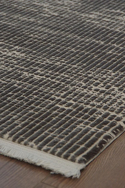 Marsala Distressed Woven Rug – Textured Linear Floor Carpet, Modern Living Room Runner