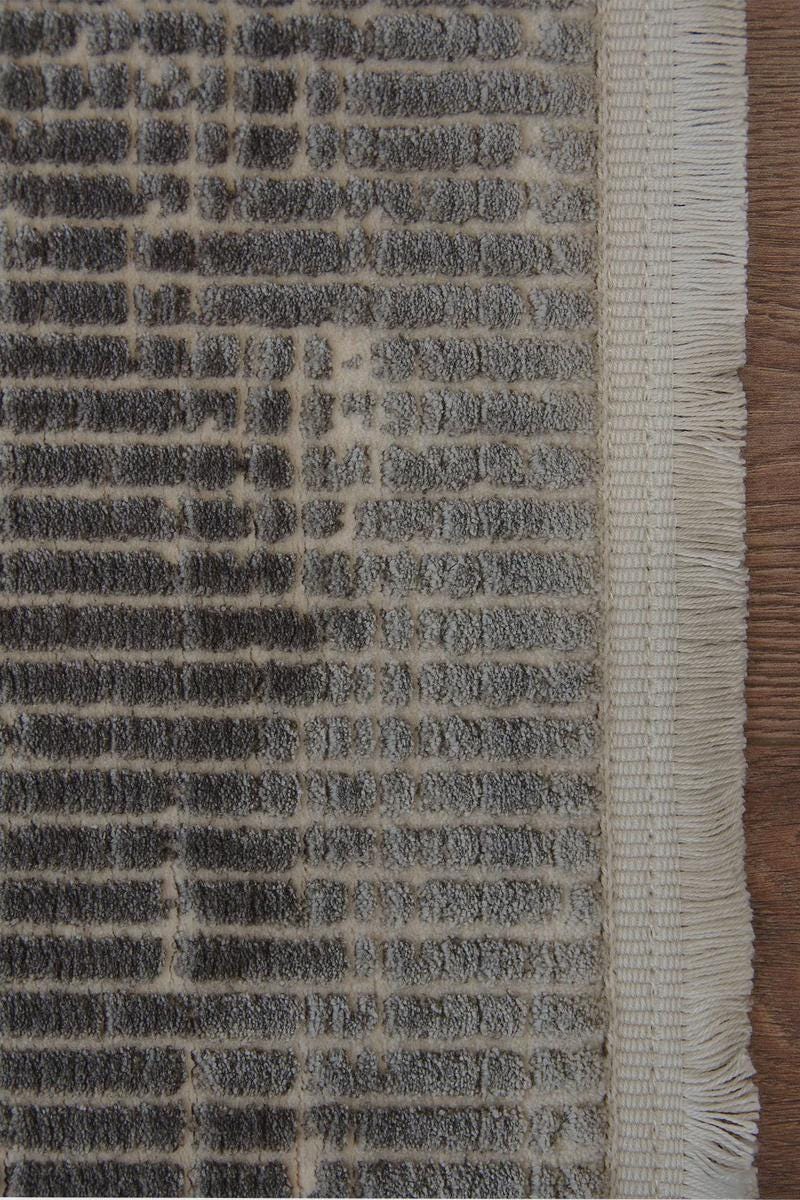 Marsala Distressed Woven Rug – Textured Linear Floor Carpet, Modern Living Room Runner