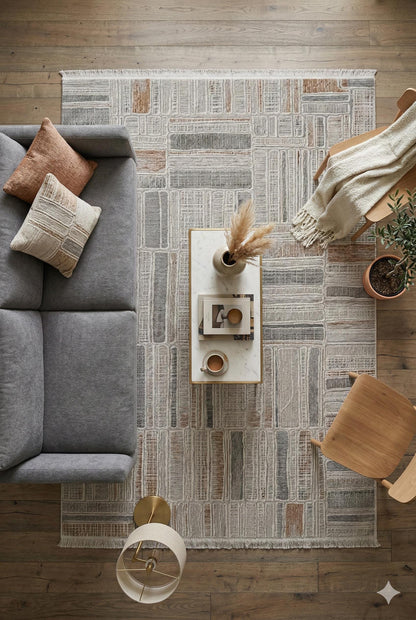 Modern Geometric Area Rug – Mid-Century Abstract Gridded Carpet