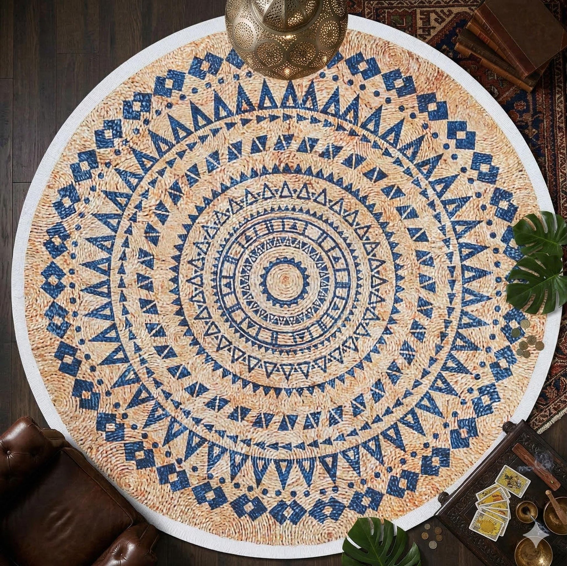 Oushak Style Circle Rug: Modern Bohemian Turkish Rug
