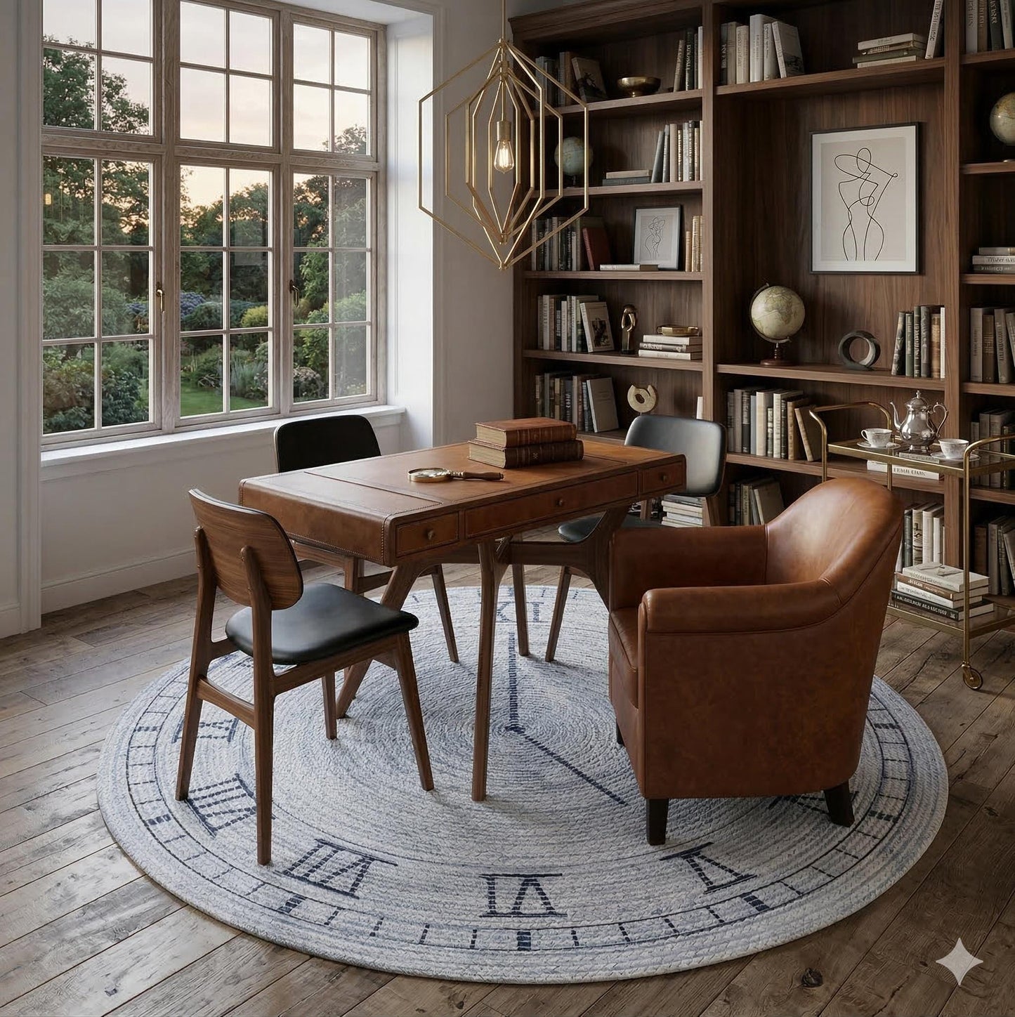 Washable Gray Clock Jute Rug: Bohemian Outdoor Circle Carpet