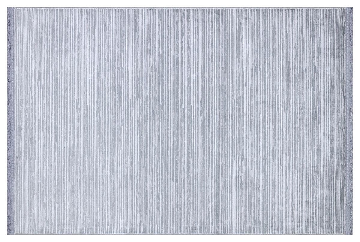 Plain Silver Ribbed Area Rug –Low Pile Carpet (Boho Living Room)