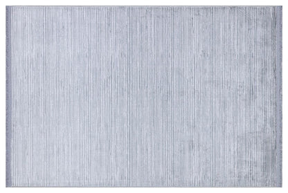 Plain Silver Ribbed Area Rug –Low Pile Carpet (Boho Living Room)