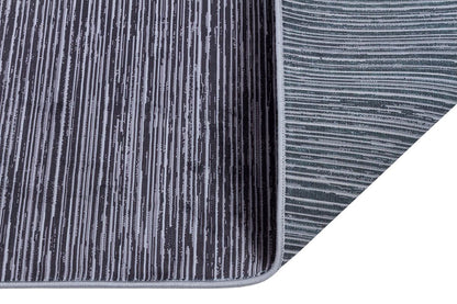Plain Black Ribbed Area Rug –Low Pile Carpet (Boho Living Room)