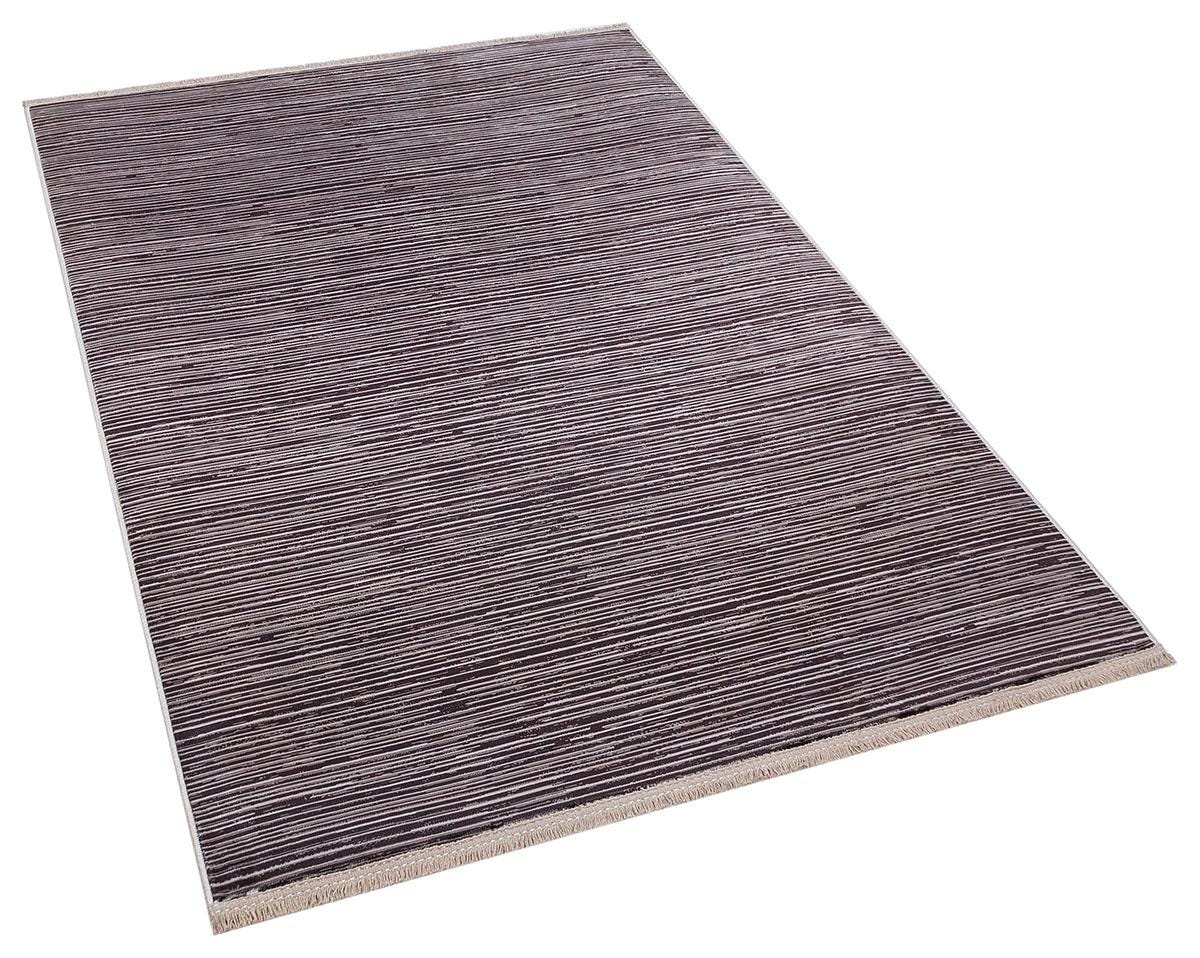 Plain Brown Ribbed Area Rug –Low Pile Carpet (Boho Living Room)