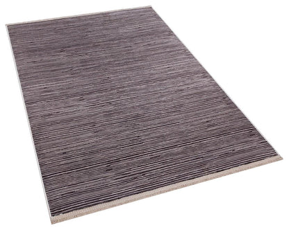 Plain Brown Ribbed Area Rug –Low Pile Carpet (Boho Living Room)
