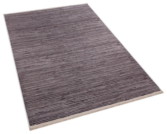 Plain Brown Ribbed Area Rug –Low Pile Carpet (Boho Living Room)