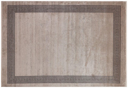 3x5 ft, Modern Brown Bordered Bamboo Rug with fine fringes