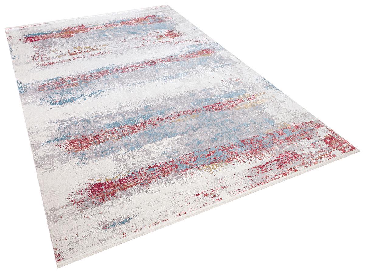 3x5 ft, Modern Red and Blue Bamboo Rug with fine tassels