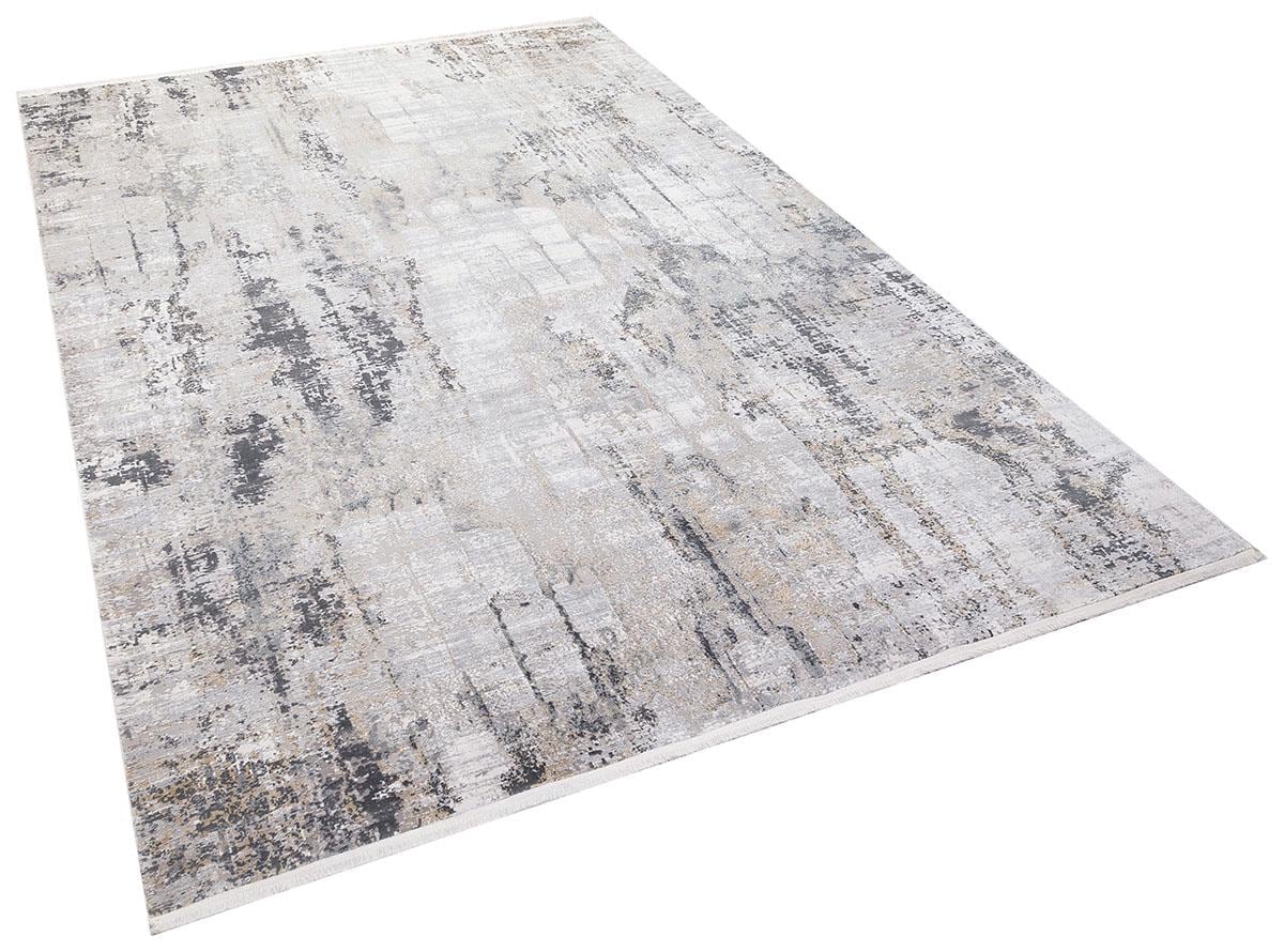 4x6 ft, Abstract Bamboo Silk Area Rug, Distressed Grey Slate Sand Design