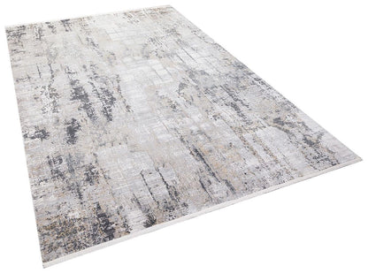 4x6 ft, Abstract Bamboo Silk Area Rug, Distressed Grey Slate Sand Design