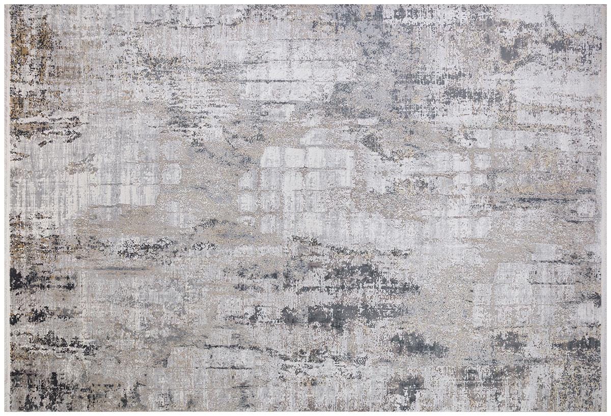 4x6 ft, Abstract Bamboo Silk Area Rug, Distressed Grey Slate Sand Design