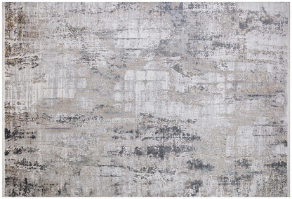 4x6 ft, Abstract Bamboo Silk Area Rug, Distressed Grey Slate Sand Design