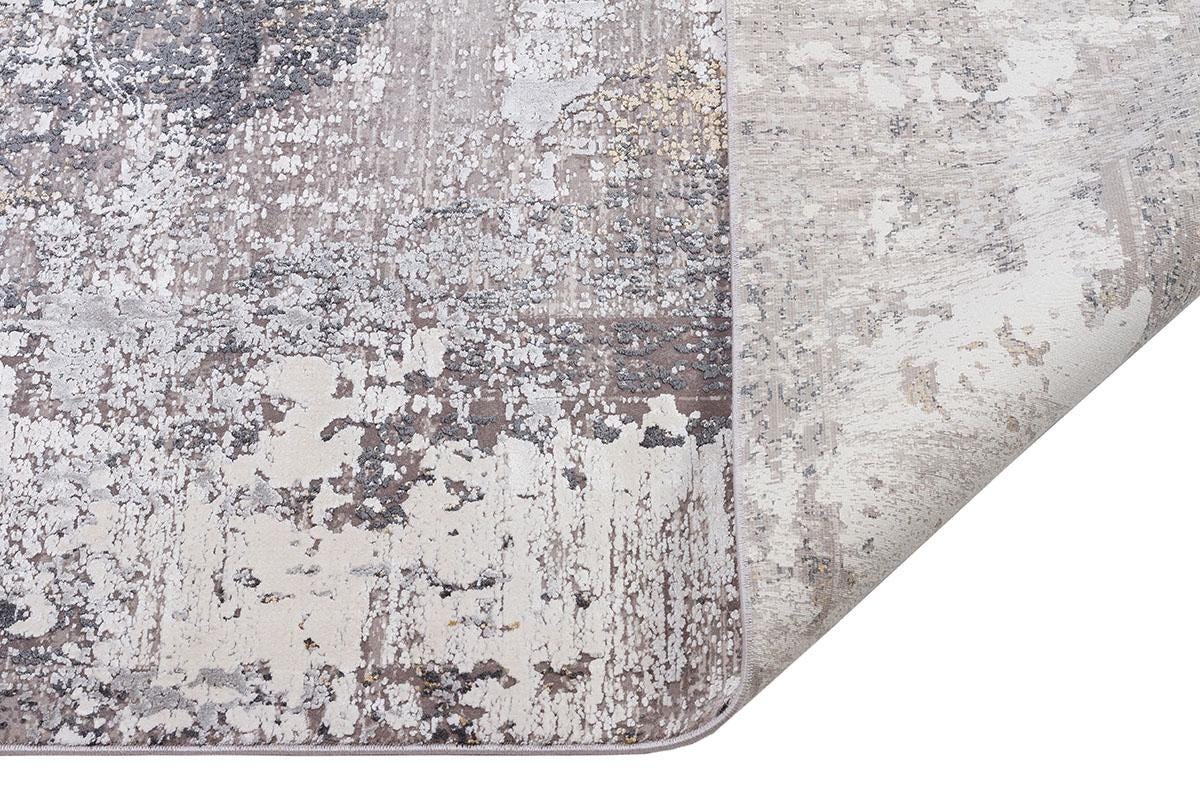 4x6 ft, Modern Distressed Vintage Medallion Rug – Faded Charcoal & Cream Bamboo Silk Style