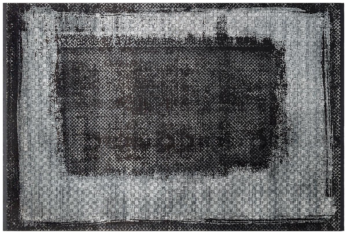 5x7 ft, Modern Distressed Charcoal and Silver Bamboo Silk Area Rug