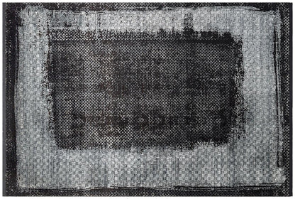 5x7 ft, Modern Distressed Charcoal and Silver Bamboo Silk Area Rug
