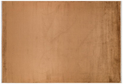 5x7 ft, Elegant Burnt Orange Bamboo Silk Area Rug - Solid Minimalist Handmade Carpet