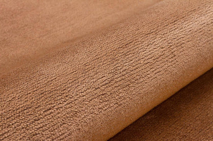 5x7 ft, Elegant Burnt Orange Bamboo Silk Area Rug - Solid Minimalist Handmade Carpet