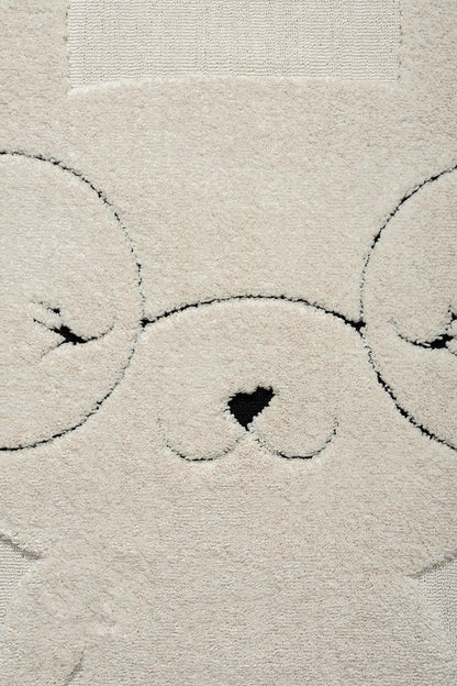 Bunny Nursery Rug with Tassels – Tufted Cream Playroom Decor