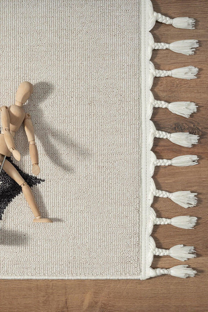Kite Clouds Nursery Rug – Boho Tassels Playroom Area Carpet