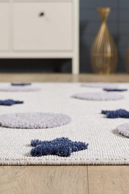 Celestial Moon and Star Rug – Grey Navy Nursery Playroom Mat