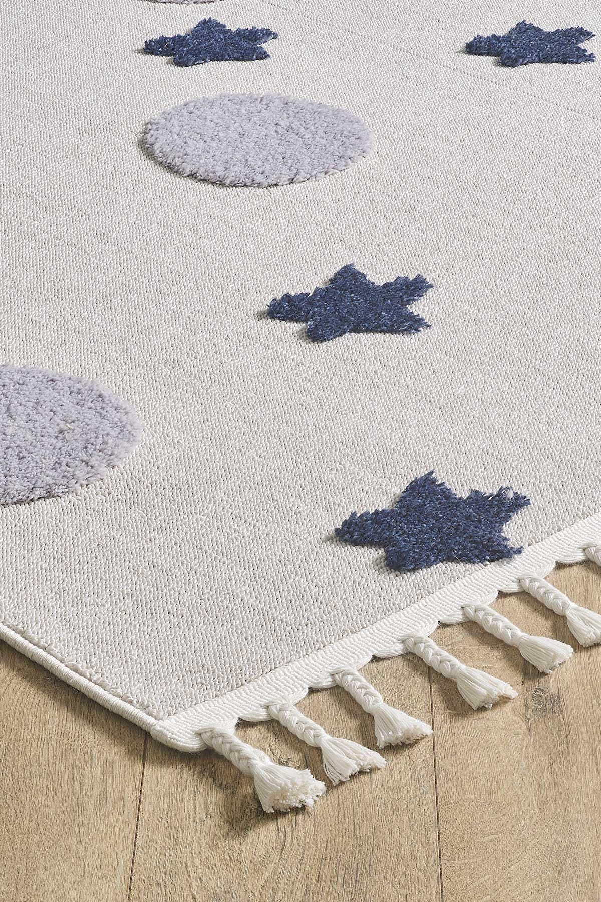 Celestial Moon and Star Rug – Grey Navy Nursery Playroom Mat