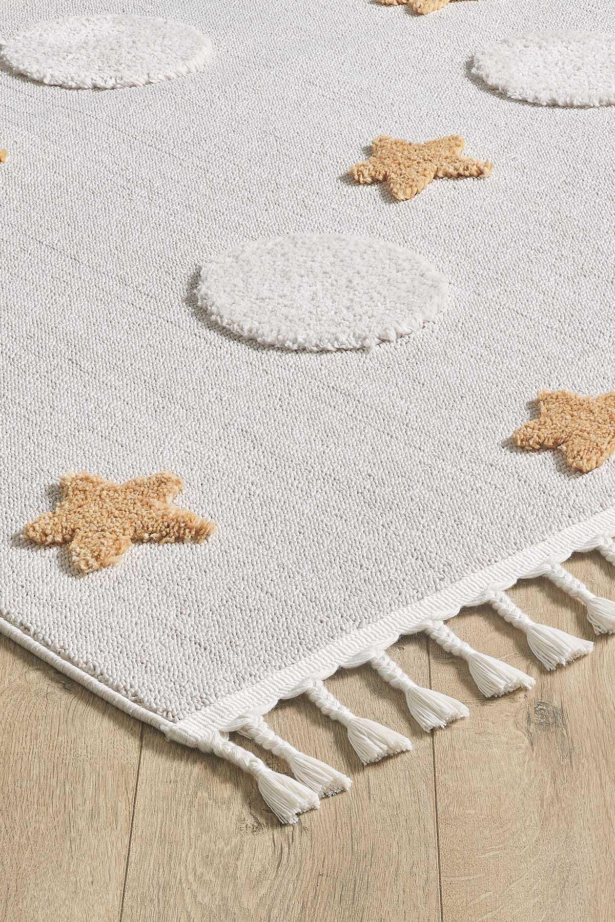Celestial Stars and Moons Rug – Neutral Grey Boho Nursery Carpet