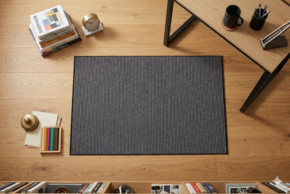Modern Black Striped Rug, Washable Cotton Carpet