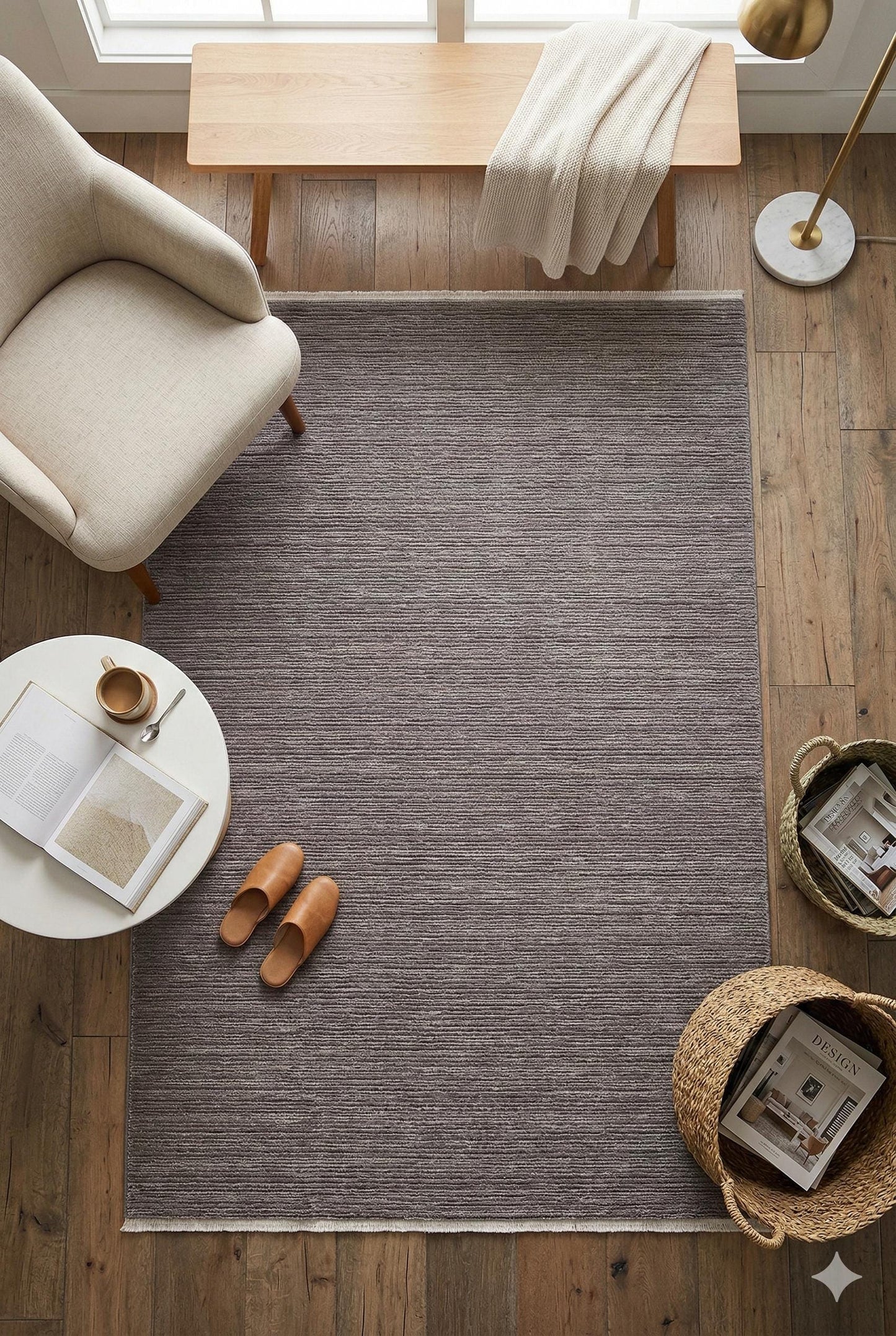 Modern Gray Area Rug with Tassels: Washable, Anti-Allergic Carpet