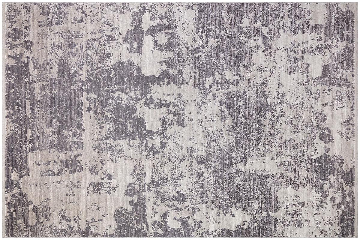 7x10 ft, Modern Abstract Distressed Area Rug in Grey and Silver